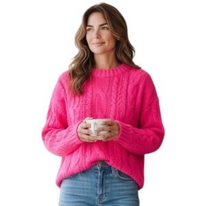 Forever 21 Vibrant Pink Knit Sweater Size S